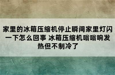 家里的冰箱压缩机停止瞬间家里灯闪一下怎么回事 冰箱压缩机嗡嗡响发热但不制冷了